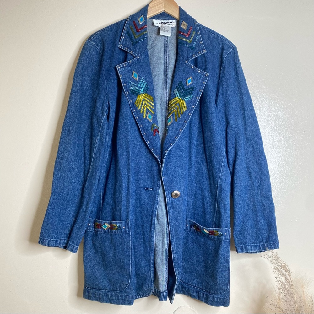 Vintage Western  Cowgirl Denim Duster Jacket